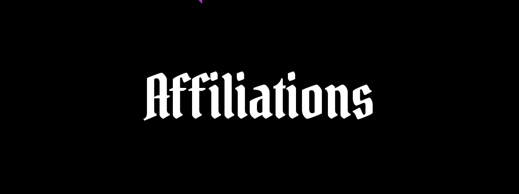 A graphic that says "Affiliations"